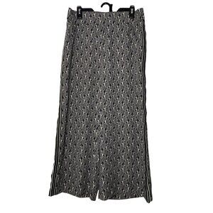 Max Studio Women's Wide-Leg Pants Large Black & White Geometric Print Polyester